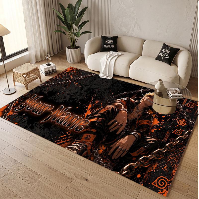 Custom Name Crystal Velvet Rug,Naruto Comfortable Anti Slip Floor Mat For Room Decoration