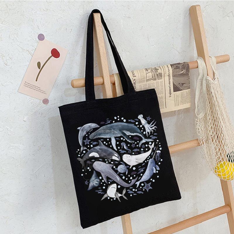 

Sea Animals Sea Animal Handbag Going Out Portable Large Capacity Messenger Bag Foreign Trade Casual Canvas Bag No specification