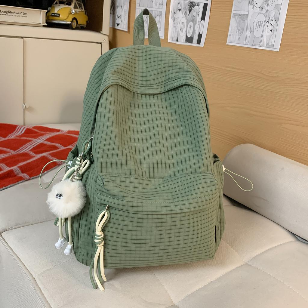 Schultasche Campus Schultasche Damen Koreanische Ausgabe ins Einfacher Karierter Rucksack Highschool-Schüler Große Kapazität Freizeit Reise Rucksack
