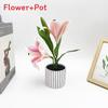 Lily Flower Faux Bonsai Tabletop Decor Interior Arrangement Prop Photographic