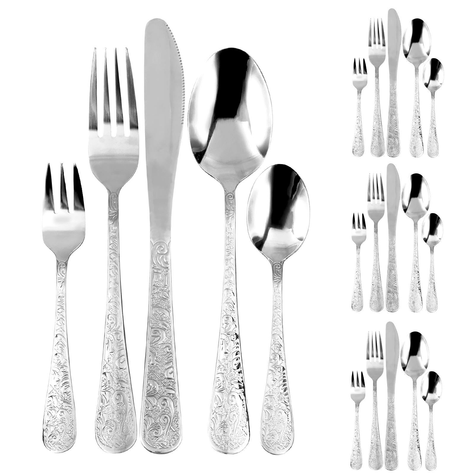 

20Pcs Gold Flatware Set Tableware Fine Dining Utensil Set Include Knives Forks and Spoons Kitchen Tools Silverware Set for Daily