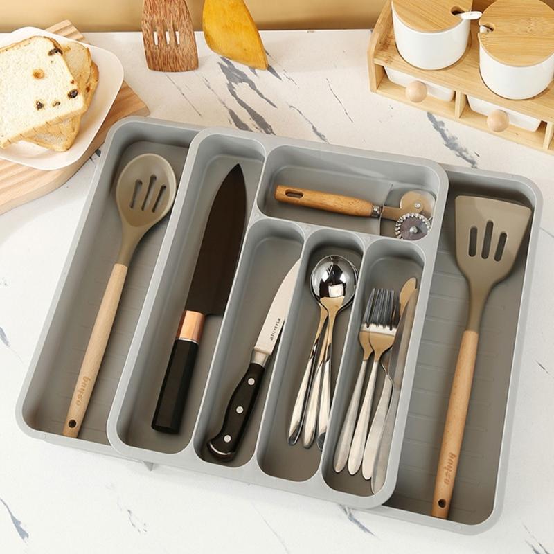 Expandable Drawer Organizers for Utensils Holder,Adjustable Cutlery Tray,Plastic Drawer Dividers Organizers for Kitchen