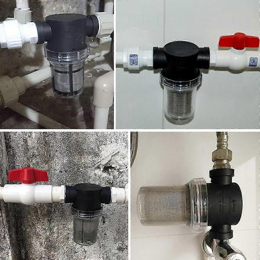 Pipeline 1/2" Water Pump Filter with 100 Mesh Stainless Steel Strainer, Inline Mesh Filter for Garden Watering