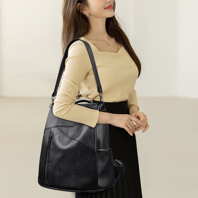 Mochila anti-roubo de couro macio mochila multi-costas feminina