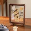 Black Walnut Double-Sided Transparent Photo Frame - Chinese Retro Style A4/A3 Tabletop Frame