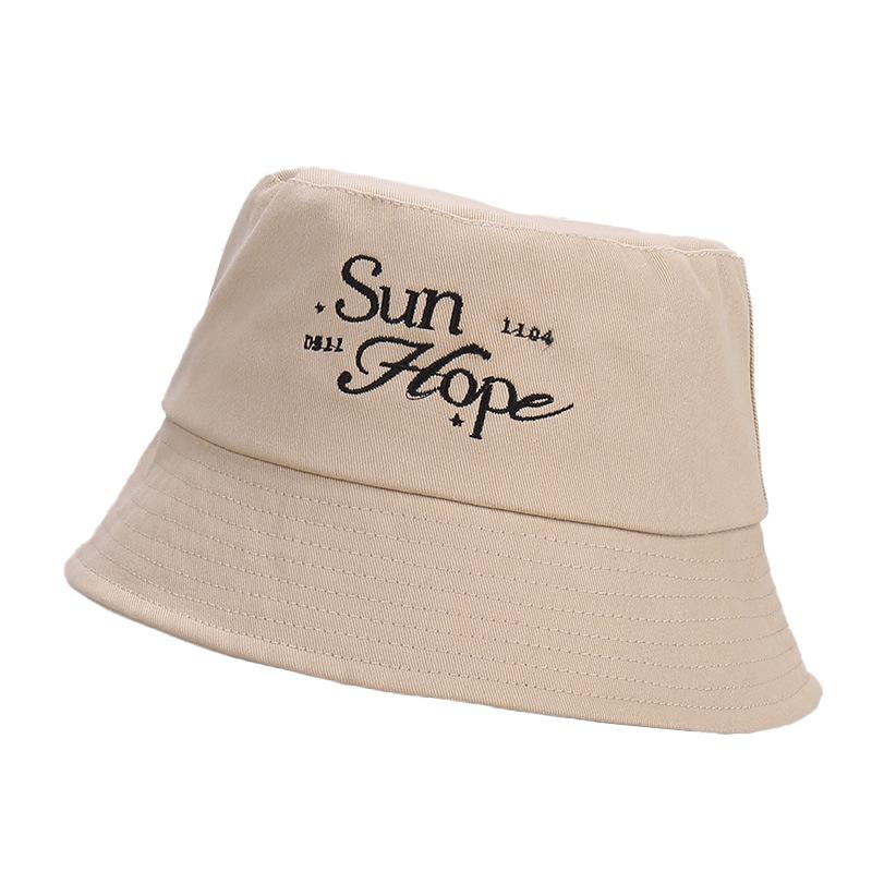 Simple Letter Embroidery Efficient Sunshade Sunscreen Bucket Hat Women's Summer Travel Versatile Washbasin Hat