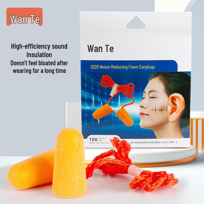 Wan Te 2220 Soft Foam Earplugs for Noise Reduction - Ideal for Construction, Hotels, and Sleep