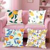 Full Print Fruit Print Pattern Pillow Case Antidustmite Pillowcase Invisible Zipper Silky Short Plush Sofa Cushion Cover