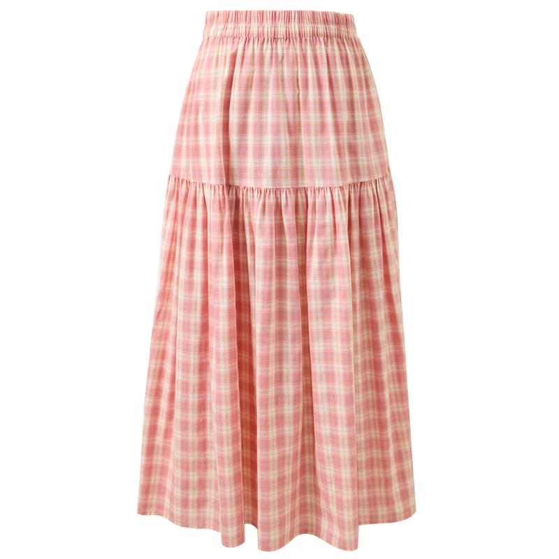 Sancai 2026 Spring Plaid A-line Long Skirt S