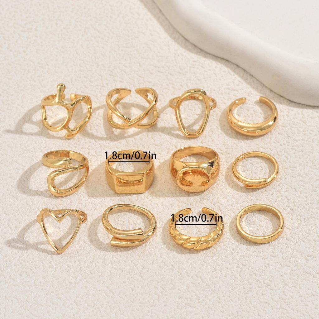 Wind Geometric Line Design Ring Jewelry Set Versatile High-end Ring Design Open Ring Women