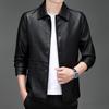 Men's Slim Fit Leather Jacket - New Korean Style, Trendy Parka with Casual Lapel for Middle-Aged Dads