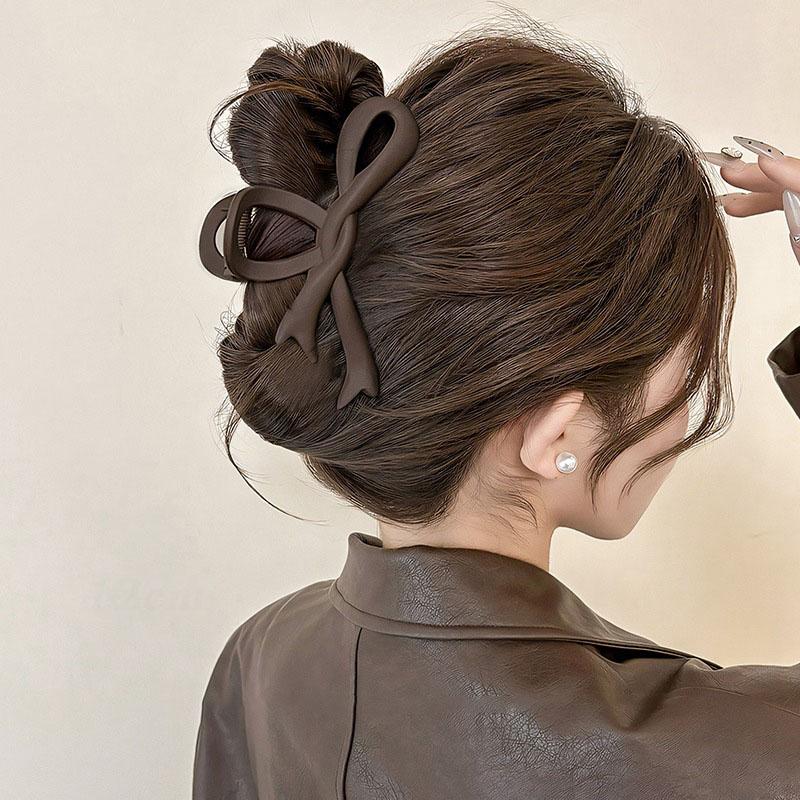 Neue Vintage Kaffee Farbe Haar Klaue Clip Trendy Einfache Geometrische Bogen Shark Haar Clip Haarnadeln Für Frauen Haar Zubehör Koreanische Kopfbedeckungen