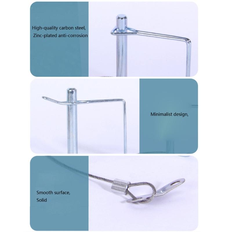 Trailer Retaining Pin Set with Spring Clip Lock and Wire Lanyards, 3 Piece Metal Hardware for Travel Towing Use