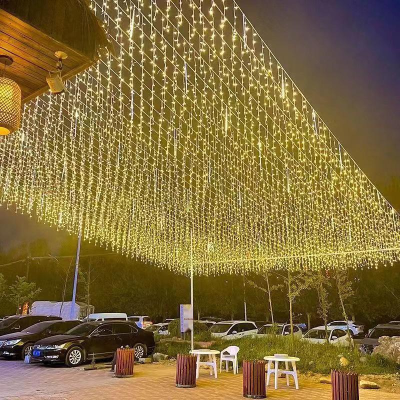 Waterproof Outdoor LED Icicle Curtain Lights - Colored, Low Voltage, Perfect for Shopping Mall Decoration