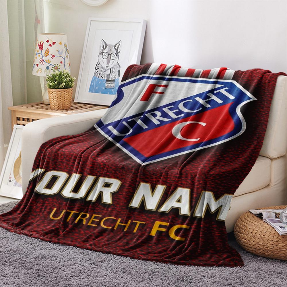 1PC Custom Name FC Utrecht Patterned Flannel Blanket Suitable For All Seasons for Home Decor Warmth and Comfort Gifts Holiday Present
