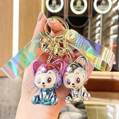 Colorful Acrylic Electroplated Cartoon Doll Keychain Pendant for Bags and Car Keys