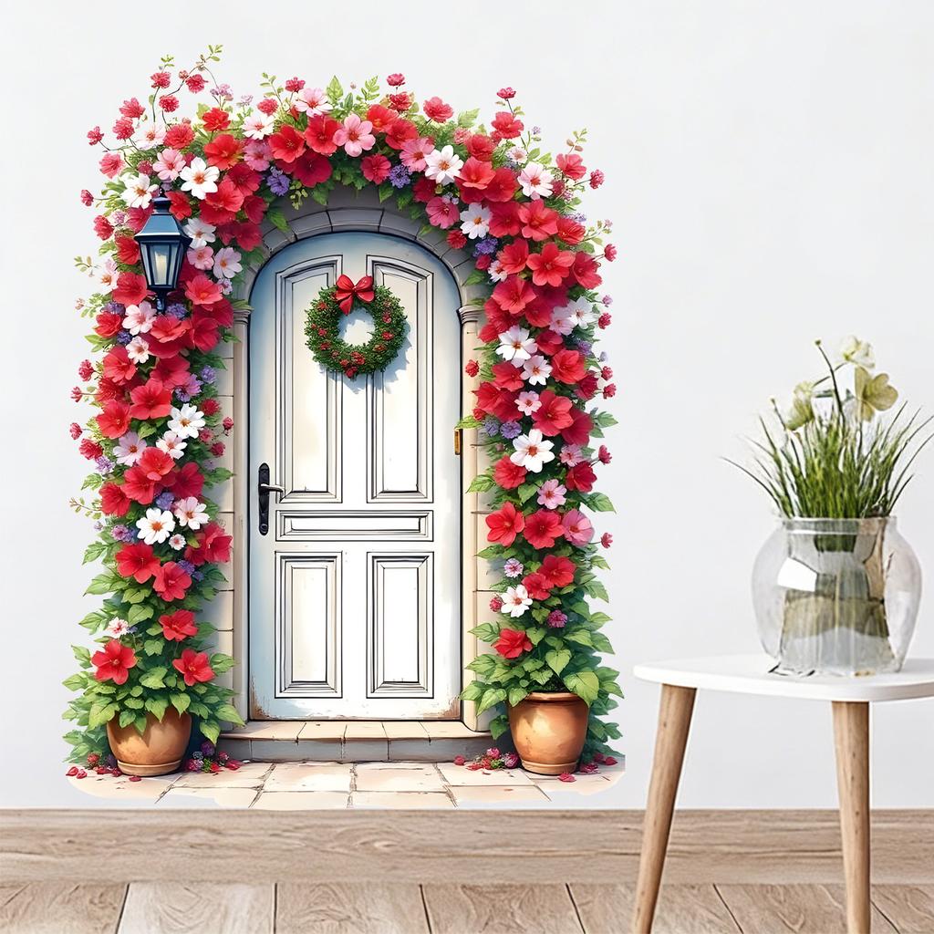 Creative Flower Door Living Room Bedroom Wall Beautification Home Decoration Stickers