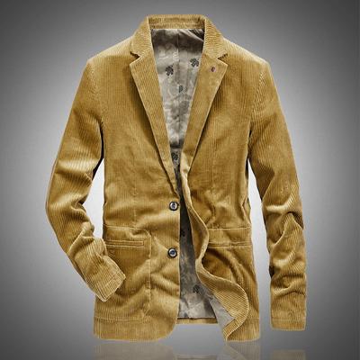 Men's Autumn and Winter New Corduroy Suit Retro Casual Flat Jacket Men's Solid Color Suit
