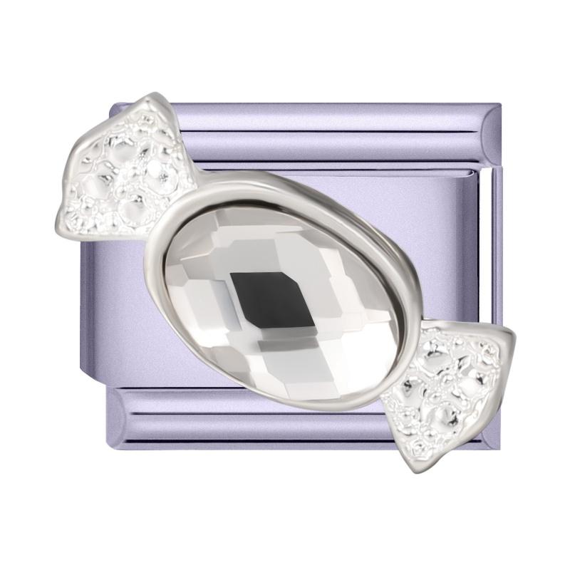 Y2K Purple Series Bow Candy Heart Flower Shiny Italian Charm Links Fit 9MM Stainless Steel Bracelet Girls' DIY Making Jewelry