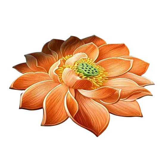 Tapis de sol 3D Lotus Tapis de salon fleur réaliste Forme fleur de lotus Antidérapant Tapis de zone pour cuisine Chambre Salle de bain Salle de jeux