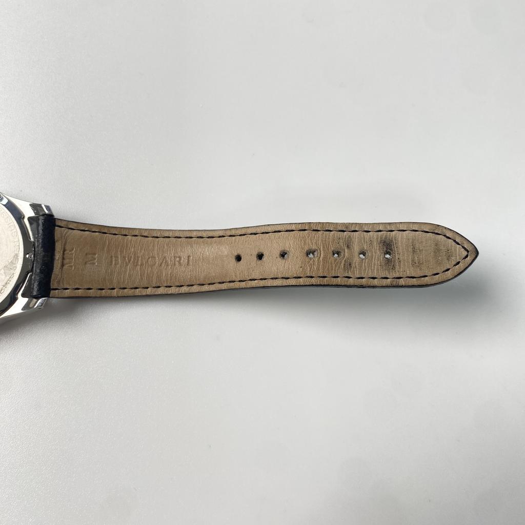 Gebrauchte BVLGARIUhren schwarz/Silber Edelstahl/Leder Herren