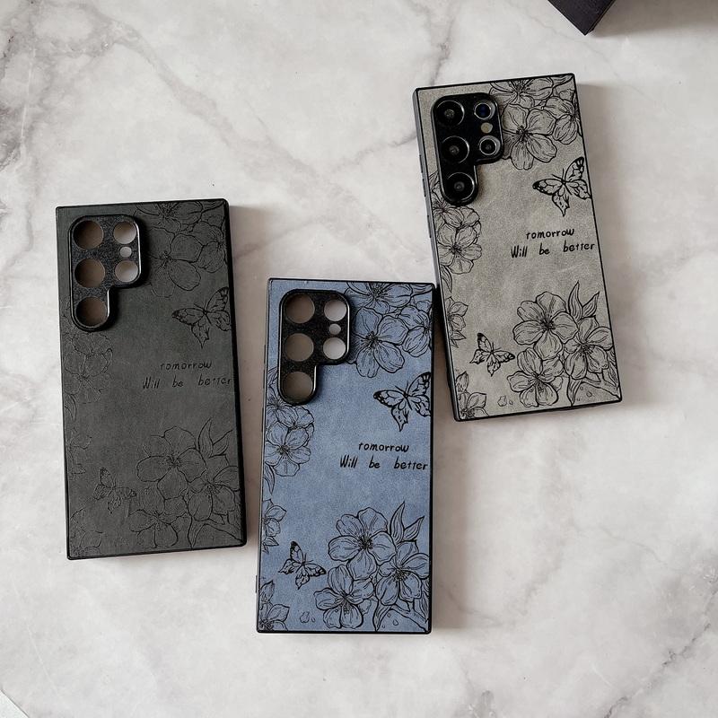

Для Samsung S24 S23 S22 S21 Ultra A55 A34 A15 A25 A34 A54 A14 5g противоударный чехол из ТПУ Hybird из искусственной кожи с бабочкой и цветком, мягкий чехол из искусственной кожи Samsung S24