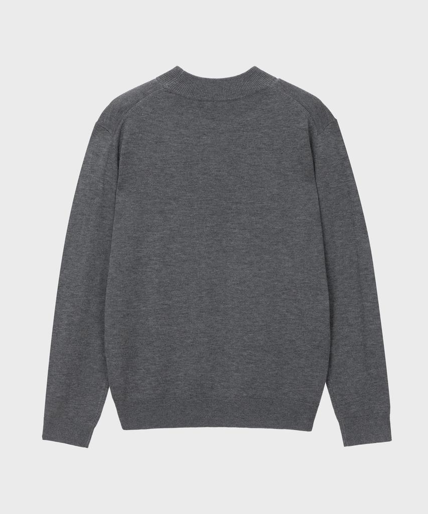 BASIC HOUSE Uni Daily Half-Neck Knit Melange Gray Lwkt7102