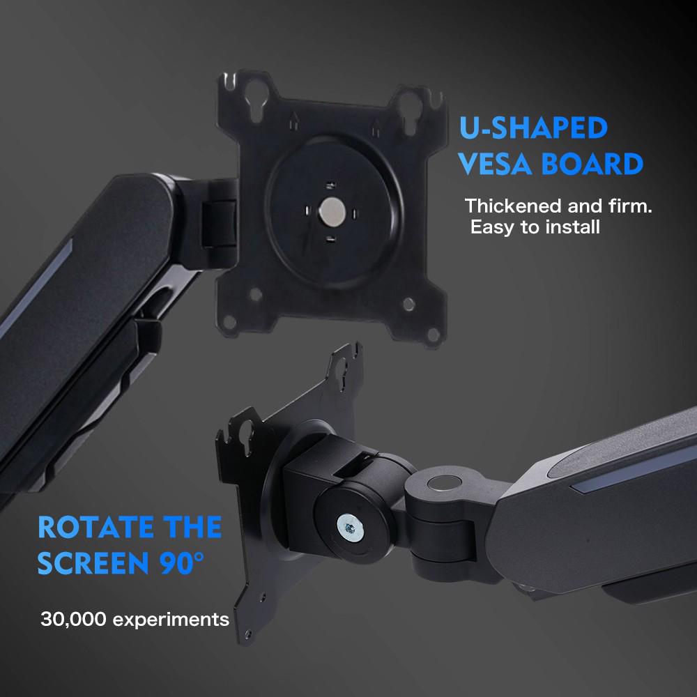 13-32 Inch Adjustable Gas Spring Monitor Arm - Rotating, Lifting, Tilting Screen Holder
