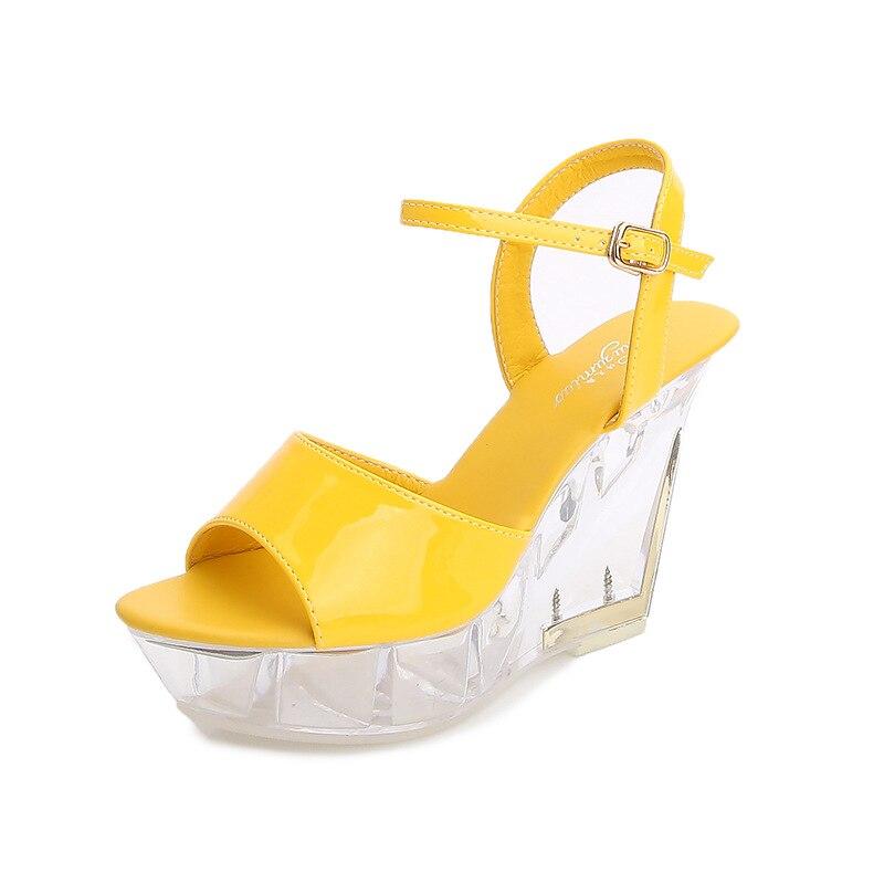 

HOKSVZY/Сексуальная обувь на наклонном каблуке 10 см, модная женская обувь на высоком каблуке для ночного клуба, подиумная обувь для танцев на пилоне, банкетные туфли с кристаллами LFD-1101-12 43 жёлтый