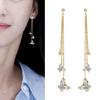 Shimmering Tassels Earrings Featuring 3 Crystal Butterflies Allergy Resistant Zinc Alloy Jewelry For Gift Giving