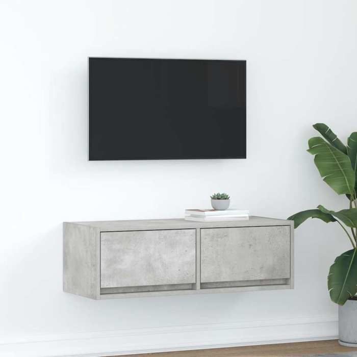 VidaXL Meuble TV gris béton 80x31x25,5 cm bois d'ingénierie, banc TV, meuble hifi, centre de divertissement, buffet TV, 861514