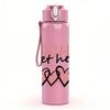 1PC Teaching Sweethearts Pink Heart Text Graphic,750ml Color Plastic Sports Water Bottle,Leakproof Flip Straw Lid,Suitable for Sports Office Home Use