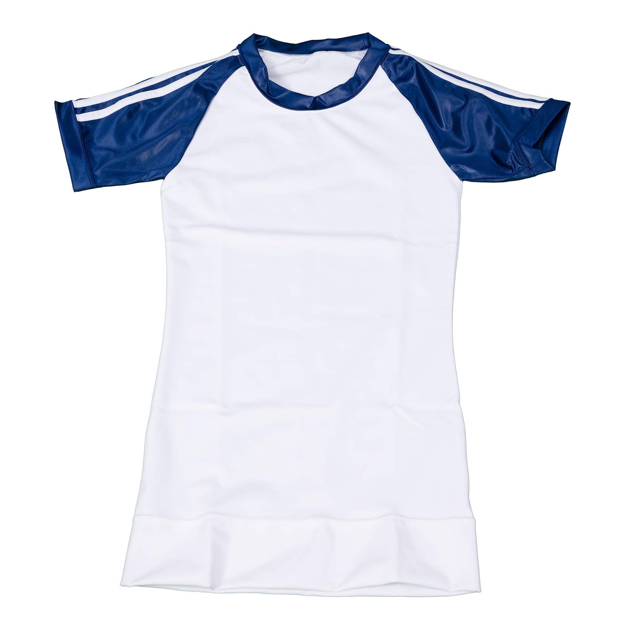 [PredatorRat] Глянцевая эластичная гимнастическая куртка Predator Rat, темно-синие рукава x Белые полосы