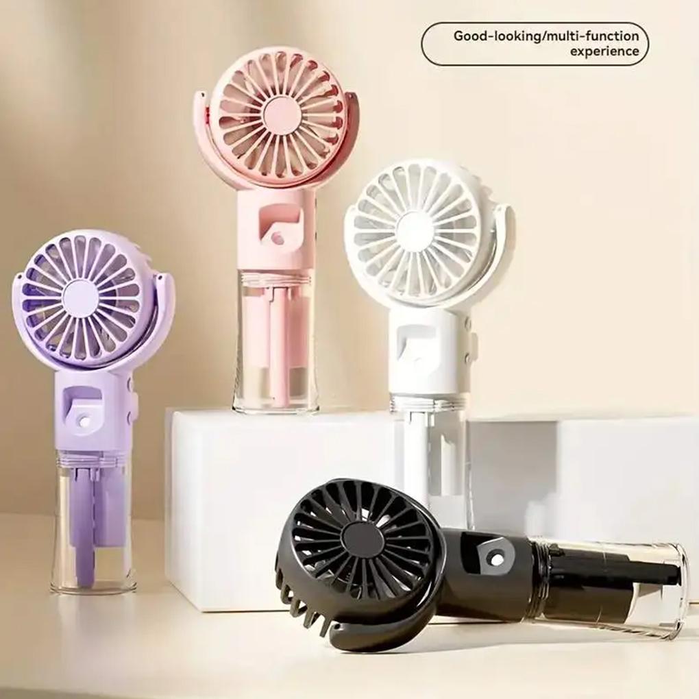 Portable Rechargeable Humidifier Fan 4-gear Wind Speed Regulation Beauty Moisturizing Mini Handheld