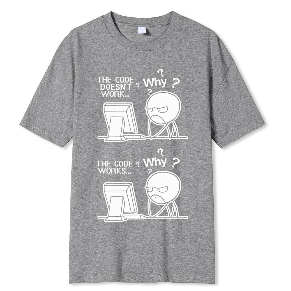 Creative Funny Programmer Code Works  Casual Print TShirt Camiseta Hombre Linux Operating System Fashion Streetwear for Women M