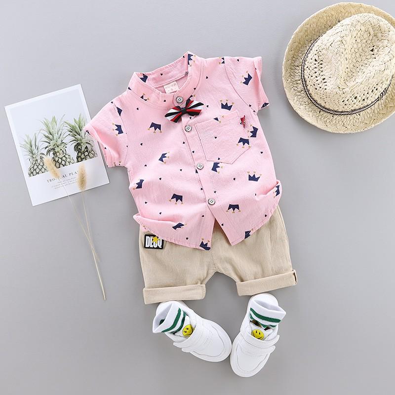 Trendy Summer Two-Piece Infant Boys' Short-Sleeve Outfit
