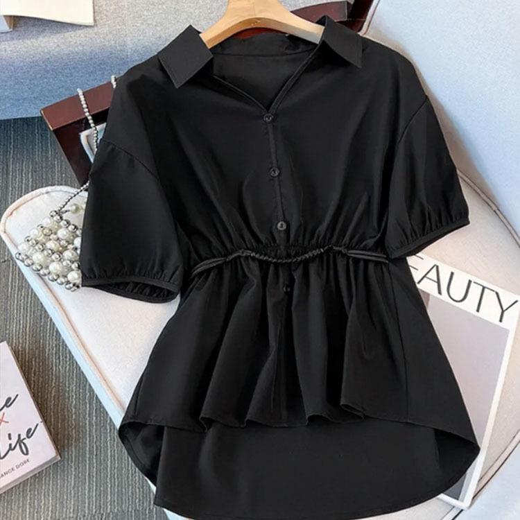 YYFS Dámská móda Ležérní Léto Jaro Jednobarevný potisk Halenky a košile s krátkým rukávem a výstřihem do V