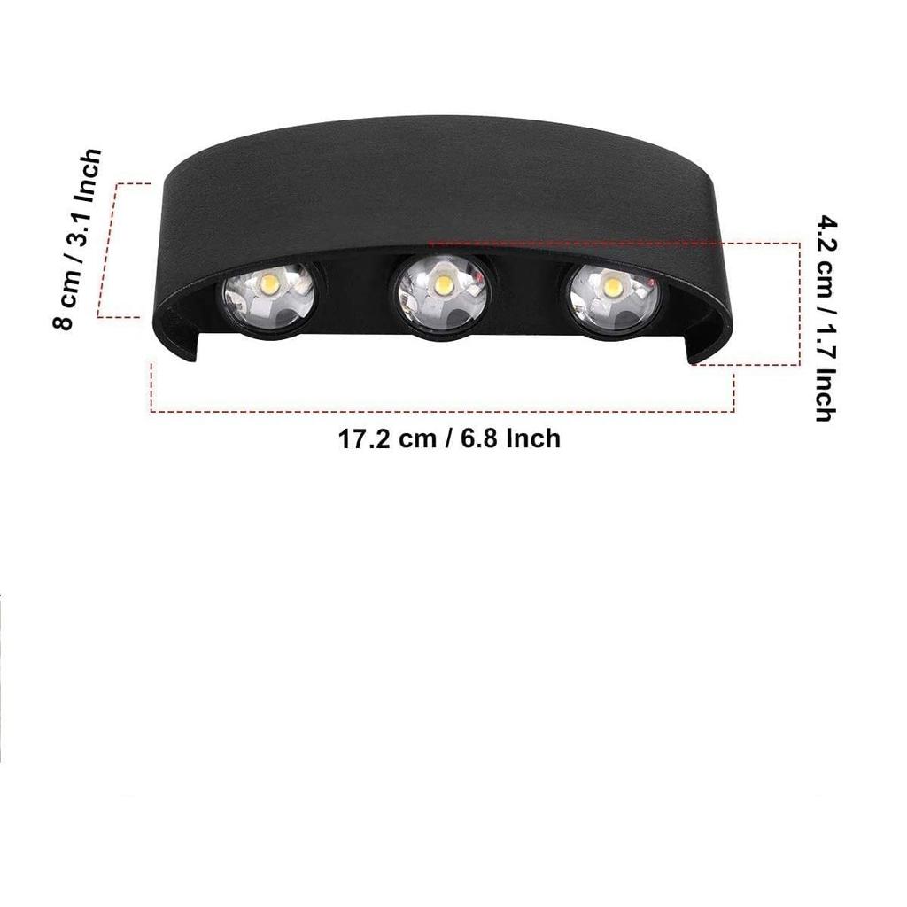 6 Watts (Pack of 1) 6 Ray Oval Up-Down Outdoor LED Outdoor Waterproof IP65 Exterior Wall Step Light Fixture Waterproof Lamp Warm White