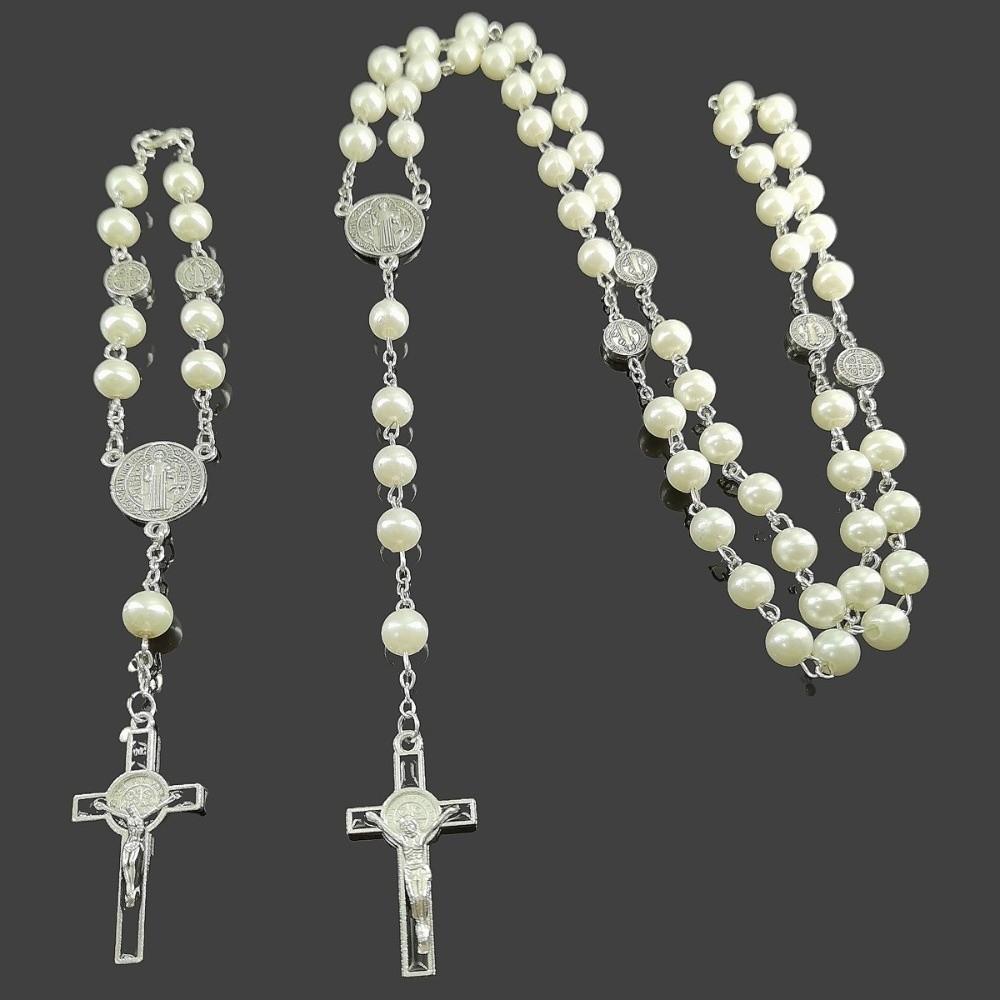 Long Religious Jewelry Set Sweater Chain Christian Bracelet Cross Pendant Necklace  Special Events
