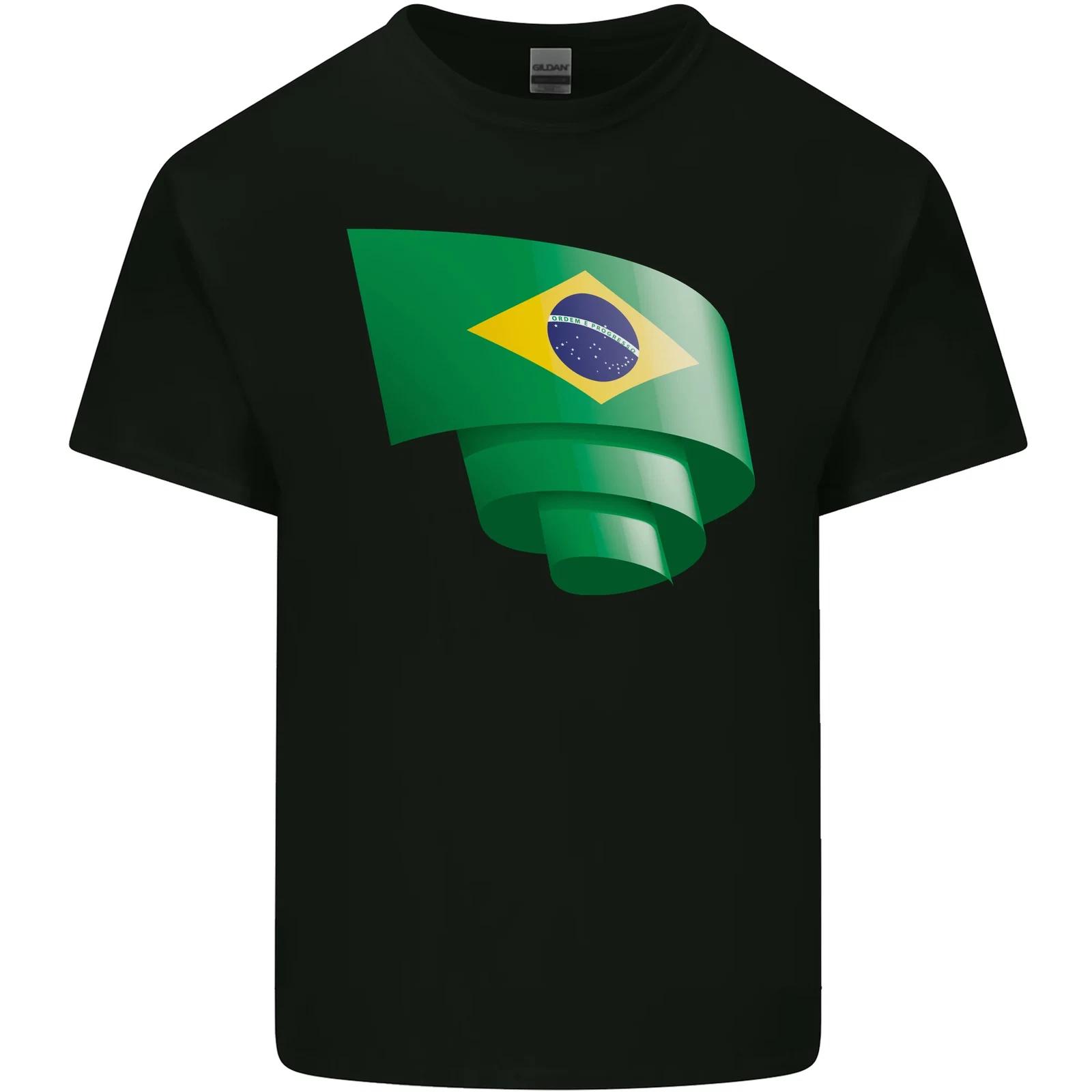 Curled Brazil Flag Brazilian Day Football Kids T-Shirt Childrens M