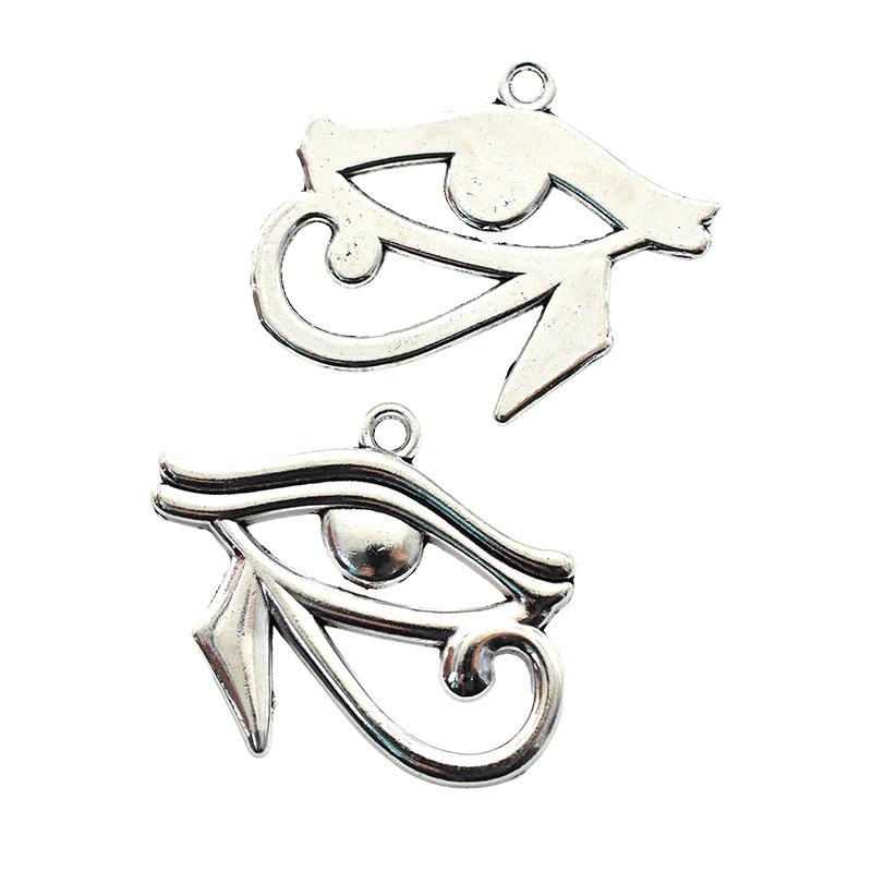 DIY Alloy Jewelry Accessories: 16 Antique Silver Horus Eye Pendants Set