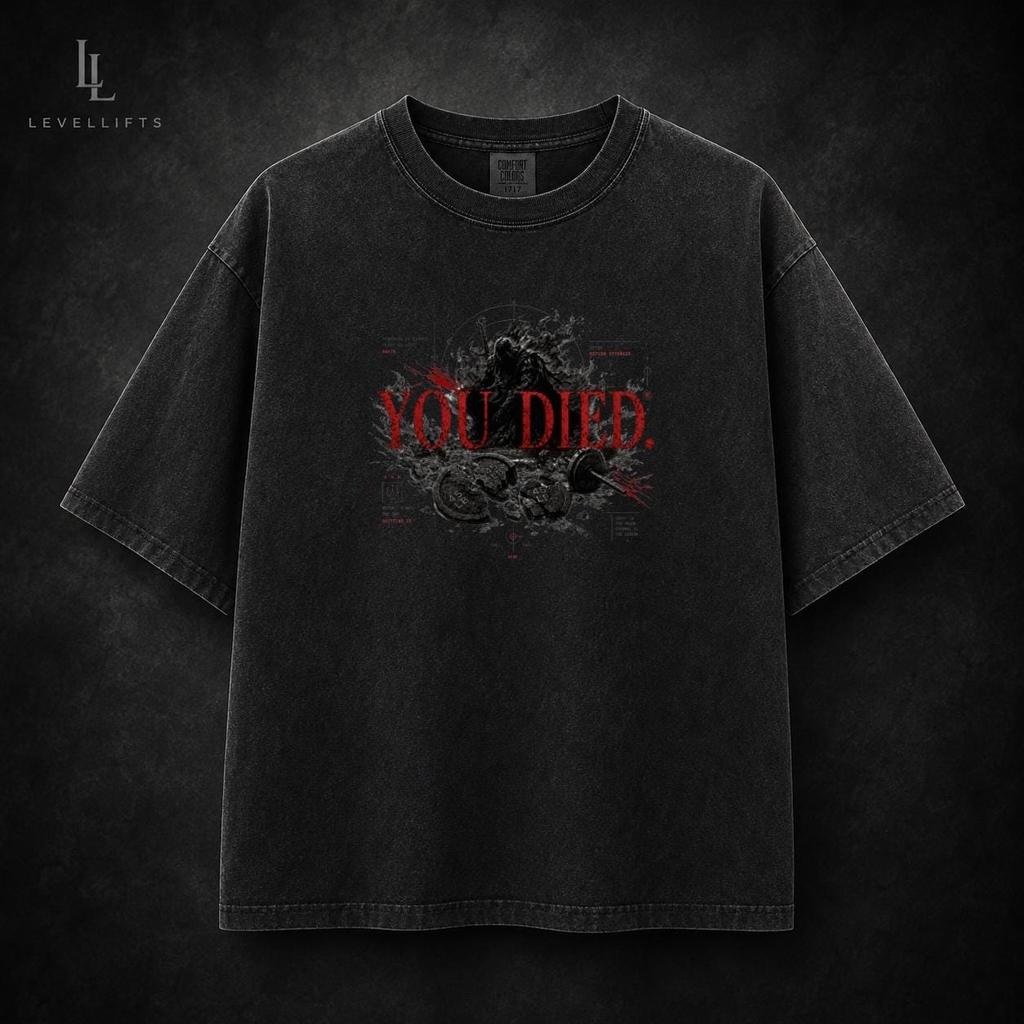 YOU DIED Gym Shirt, Dark Fantasy Gaming Tee, Comfort Colors 1717