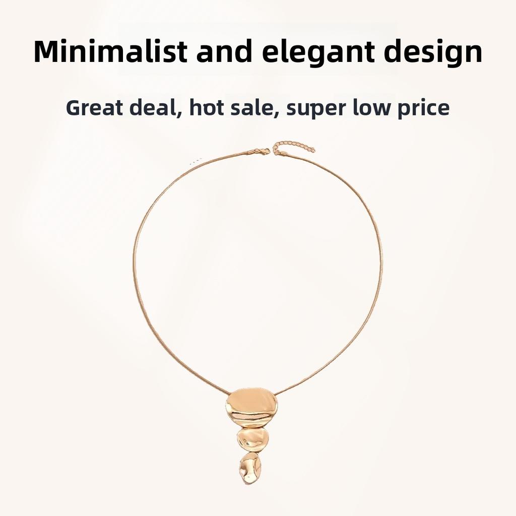 1 Golden Yellow Oval Simple Pendant Necklace Collarbone Chain Sweater Chain Thin Chain