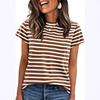 Women's Summer Casual Striped Short Sleeve T-Shirt Crew Neck Regular Fit Basic Daily Wear Fashion Top