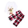 Christmas Kids Long Sleeve Tops+Plaid Print Pants  Family Clothes Pajamas
