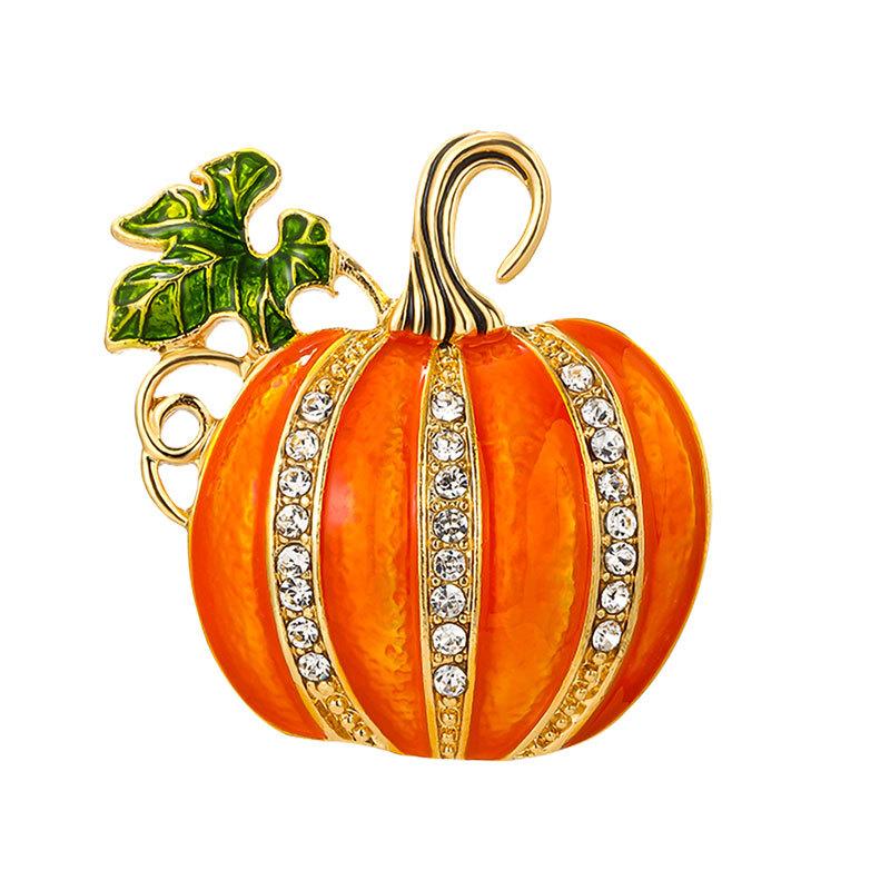 Halloween rhinestone pumpkin brooch, European and American decoration, drip oil, cardigan pin, buttonhole, outerwear sweater accessories