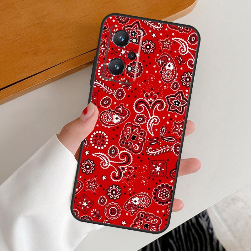 Red Bandana Paisley For Realme 15 GT7 Pro GT6 10 11 12 13 14 Pro Plus C65 C67 C63 C61 C51 C53 C35 C75 C55 Case