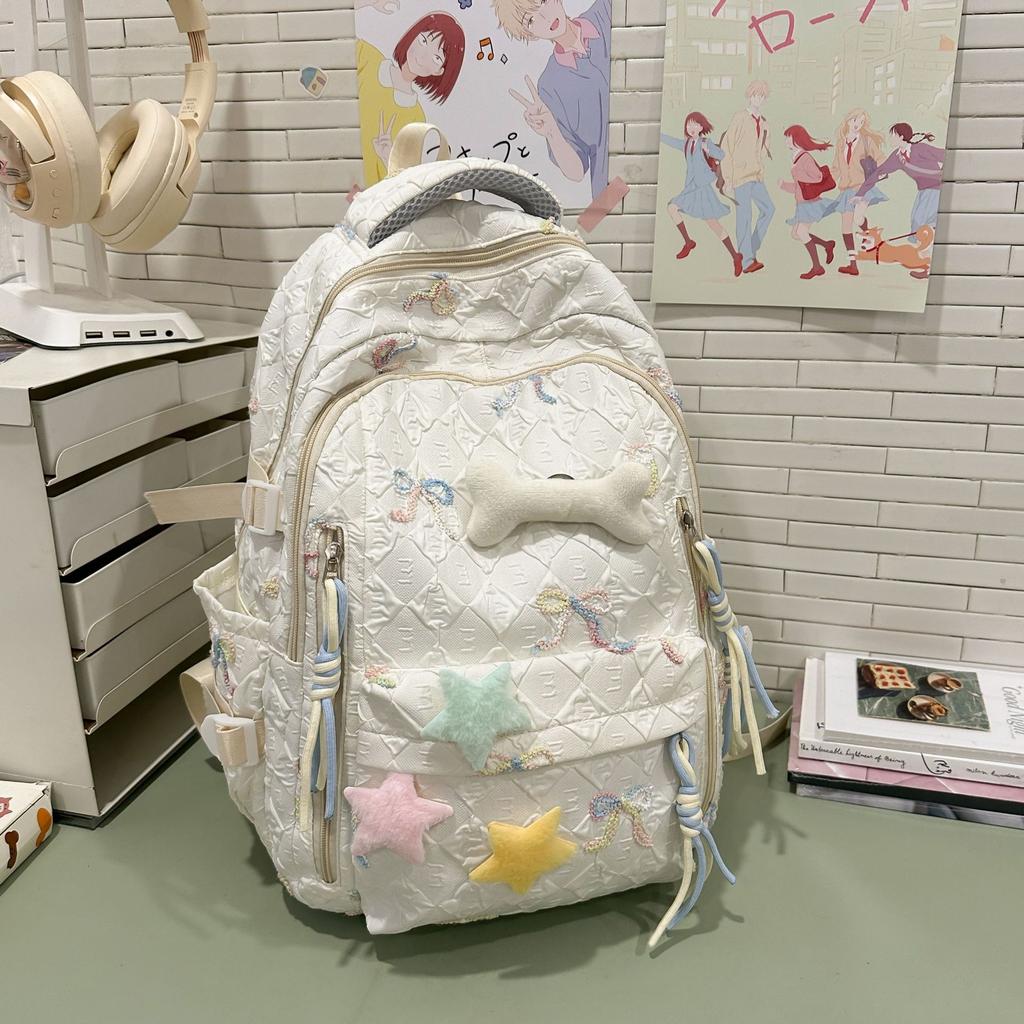 Schoolbag New Sweet Star Bone Backpack Girls Small Fresh Candy Color Schoolbag Sweet Lightweight Large Capacity Backpack