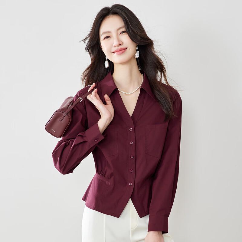 CARBAMMI Women s Summer Elegant Lapel Long-Sleeve Slim-Fit Shirt XL