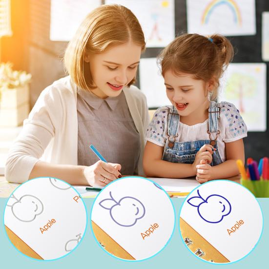Grooved Writing Practice Book for Kids Ages 3-5 Reusable Handwriting Copybook with Magical Ink Preschool Learning Activities Letter Tracing Workbook